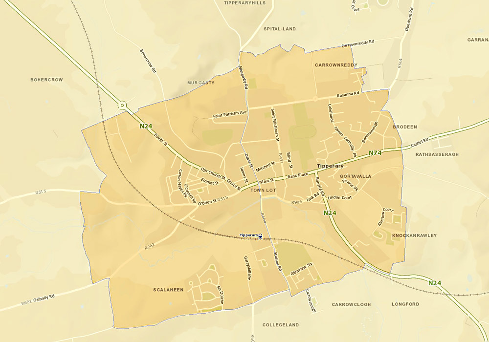 Pobal deprivation map of Tipperary 1000 wide